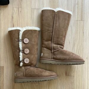 UGG Bailey Button Triplet II Chestnut Brown Shearling Boots